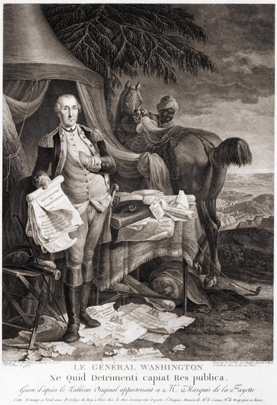 De Generaal Washington (1732 - 1799), gegraveerd naar het originele schilderij dat toebehoort aan de Markies de la Fayette door Unknown artist