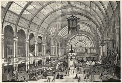 De Internationale Tentoonstelling in Amsterdam 1869 - Binnenaanzicht van het Paleis van de Internationale Tentoonstelling door Unknown artist