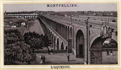 Het aquaduct van Montpellier (Herault, regio Languedoc-Roussillon). Chromolithografie van het einde van de 19e eeuw door Unknown artist