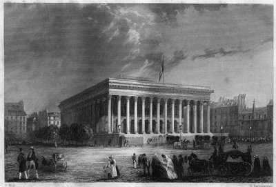 De Beurs van Parijs in het midden van de 19e eeuw. door Unknown artist