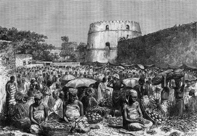 De Place du Marché in Zanzibar in de 19e eeuw in het "Jeugdjournaal" van 1888. door Unknown artist