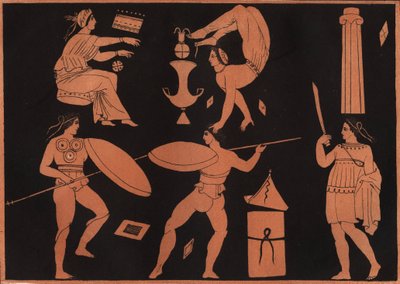 De Pyrrhichiosdans (Pyrrhische dans) - gravure uit 