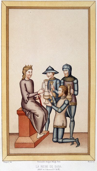 De koningin van Sheba - in "Sumptuaire kunsten, geschiedenis van kostuum en meubilair" door Unknown artist