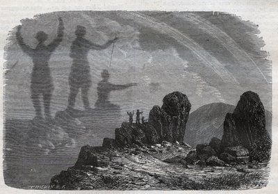 Het spook van de Brocken in de Harzbergen (gravure uit 1877) door Unknown artist