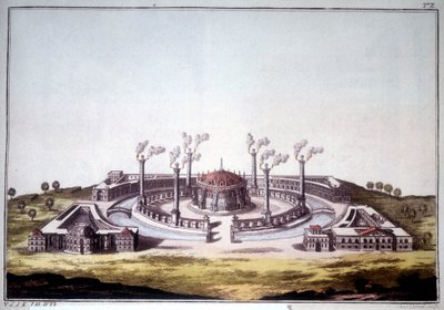 De oude stad Nineveh, oude stad van Assyrië, toont het denkbeeldige uitzicht op een Assyrisch paleis door Unknown artist