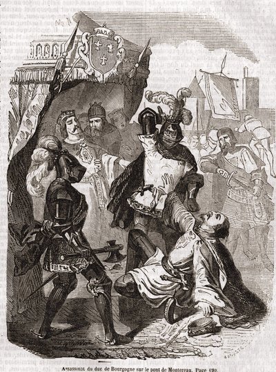 De moord op de hertog van Bourgondië (Jean sans peur) op de brug van Montereau - in 
