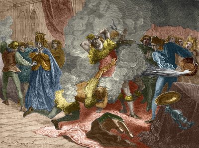 Het bal van de vurigen of bal van de wilden: ter gelegenheid van het huwelijk van een dame van Isabeau (Isabella, Elizabeth) uit Beieren op 28 januari 1393, verkleedde de koning zich en ketende zich vast aan vier andere hovelingen. Zijn broer, de hertog va door Unknown artist