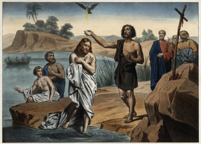 De doop van Christus. Anonieme gravure uit het midden van de 19e eeuw. door Unknown artist