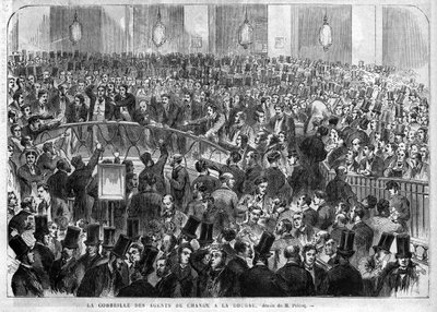 De mand van wisselagenten op de Parijse Beurs in 1867 door Unknown artist