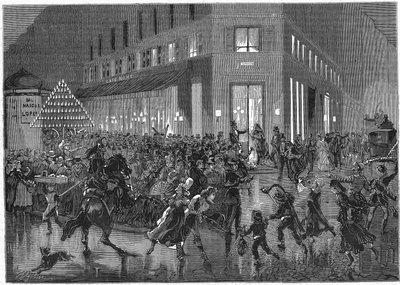 De boulevard van de Italianen in Parijs tijdens een balavond in de opera. door Unknown artist