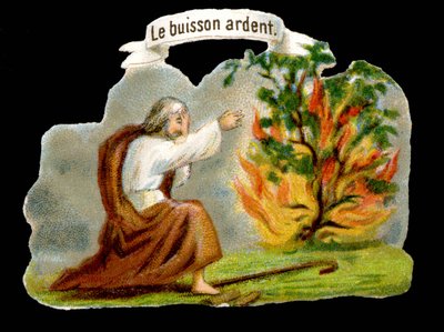 De brandende struik - Populaire afbeelding. 19e-eeuwse chromolithografie door Unknown artist