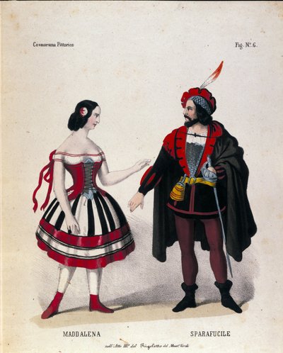 De personages van Maddalena en Sparafucile in Act III van de opera 