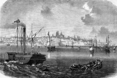 De stad Montevideo in Uruguay in 1864 door Unknown artist