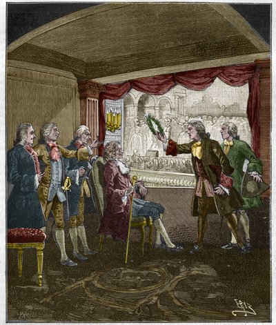De kroning van Voltaire (Francois-Marie Arouet) door Unknown artist