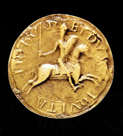 Het contrazegel van Lodewijk VII van Frankrijk, die hem te paard voorstelt. door Unknown artist