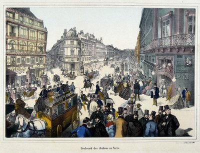 De menigte op de boulevard des Italians door Unknown artist