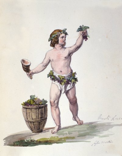 De godheid Bacchus Gravure uit Dizionario mitologico door Unknown artist