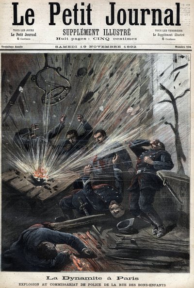 De dynamiet in Parijs, explosie bij het politiebureau rue des Bons Enfants veroorzaakt door de aanslag van de anarchist Emile Henry, 8 november door Unknown artist