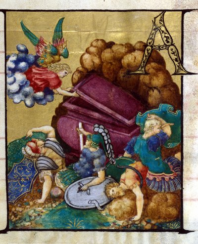 Het lege graf. Miniatuur in een 15e eeuws koorboek, Kerk van de Gekroonde Maagd van Lodi door Unknown artist