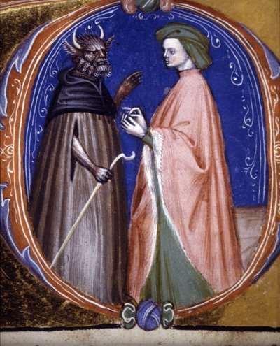 De ontmoeting met de Demon. 14e eeuws manuscript. Biblioteca comunale di Rimini door Unknown artist