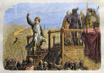 De executie van Conradin (of Conrad van Hohenstaufen) Koning van Sicilië en Hertog van Zwaben (1252-1268) op bevel van Karel van Anjou na de slag bij Tagliacozzo in 1268 door Unknown artist