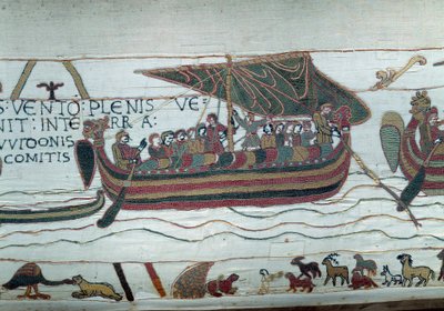 De vloot van Harold, die de hertog van Normandië Willem de Veroveraar (1027-1087) kwam informeren dat hij de opvolger van de Engelse kroon zou zijn na de dood van Edward de Belijder, wordt gevangen in de storm die het op de kust van graaf Guy de P werpt door Unknown artist