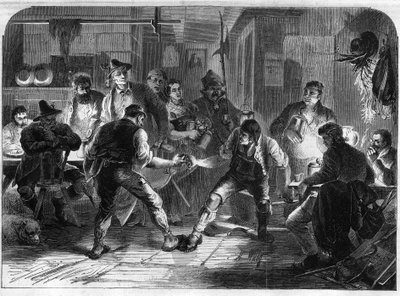 Het spel van Hakeln in een dorp in Hoog-Beieren in Duitsland. Gravure in "The Illustrious Universe" door Unknown artist