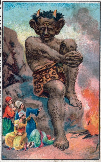 De reus. De wonderbaarlijke avonturen van Sinbad de zeeman. Populair verhaal van 1001 nachten. Chromolithografie uit de late 19e eeuw. door Unknown artist