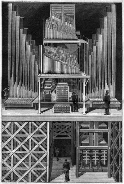 Het grote orgel van Crystal Palace in Londen. door Unknown artist