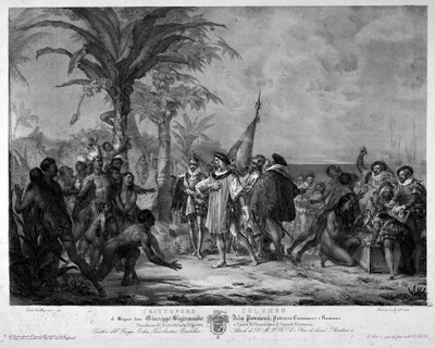 De landing van Christoffel Columbus in San Salvador (Bahama