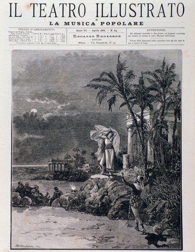 De laatste scène van De parelvissers, act I, opera door Georges Bizet door Unknown artist