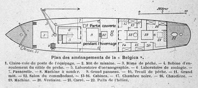 Het lay-outplan van het Belgische wetenschappelijke schip 