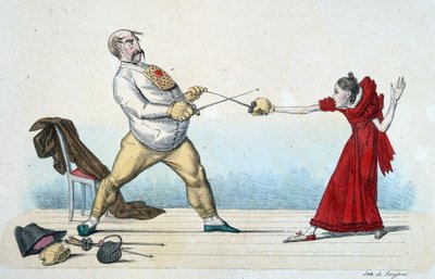 De les van schermen: hoe de taille van jongeren recht te trekken en ongevallen te voorkomen - 19e eeuw, Musee Carnavalet door Unknown artist