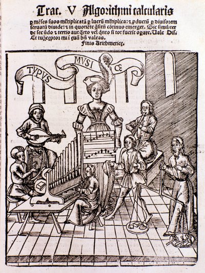 De vrije kunsten: Muziek (gravure) door Unknown artist