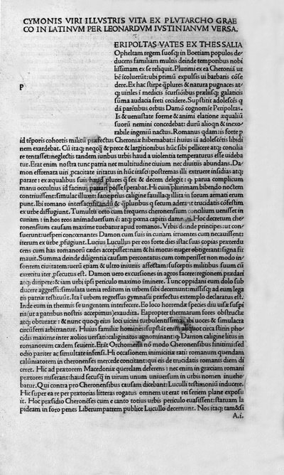 De levens van beroemde mannen. Pagina uit het boek van Plutarch di Cheronee, ook wel 