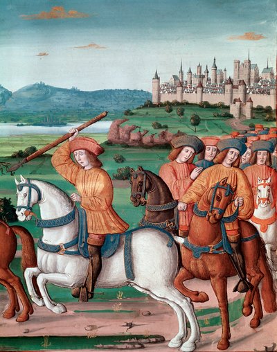 De waanzin van Karel VI. Op 5 augustus 1392, in het bos van Le Mans, begon hij aanvallen van razende waanzin te ervaren: schreeuwend om verraad, viel hij zijn eigen troep aan en doodde vier mensen door Unknown artist