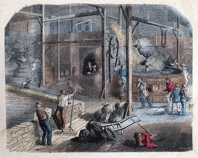 De bierproductie. 19e-eeuwse illustratie. Bianchetti collectie. door Unknown artist