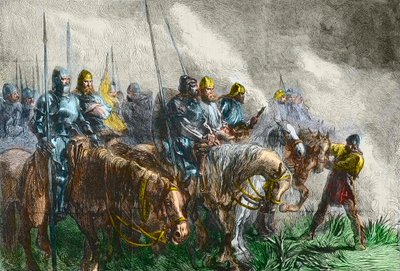 De ochtend van de slag bij Azincourt - 100-jarige oorlog: Slag bij Azincourt (Pas-de-Calais) op 25 oktober 1415 - Voor de Slag bij Azincourt door Unknown artist