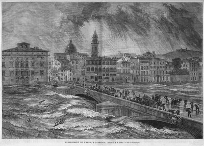 De overstroming van de Arno in Florence in 1868 door Unknown artist