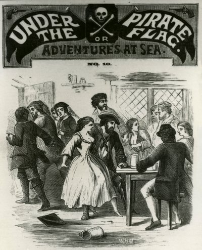De piraten die feest vieren worden bang gemaakt door de geest van Gibbs, Charles Gibbs, de piraat van Rhode Island door Unknown artist