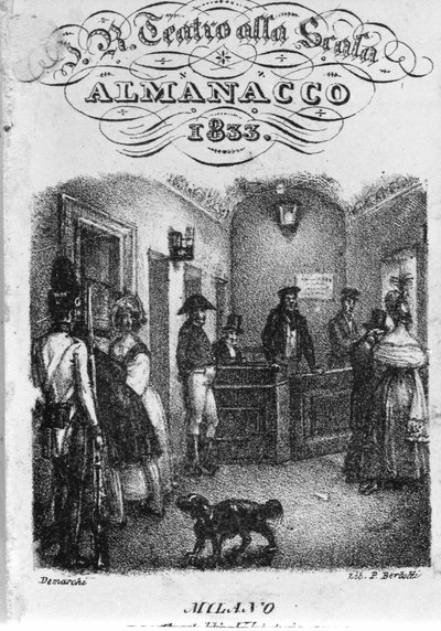 Het loket van het Teatro alla Scala, almanak van 1833 door Unknown artist