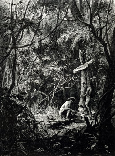 Het graf van de ontdekkingsreiziger Henri Mouhot in Indochina door Unknown artist