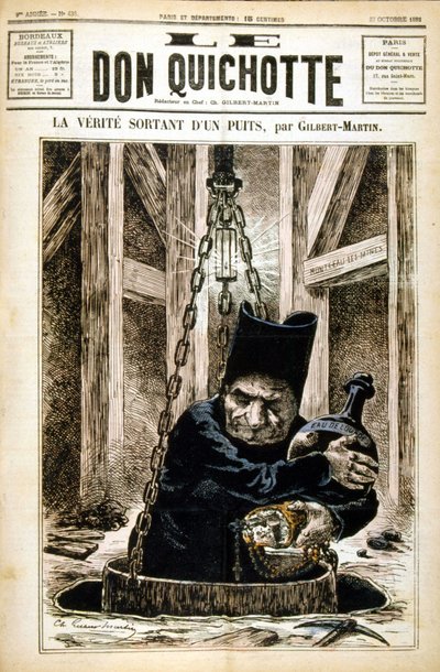 De waarheid komt uit een put - in Le Don Quixote van 27/10/1882 door Unknown artist