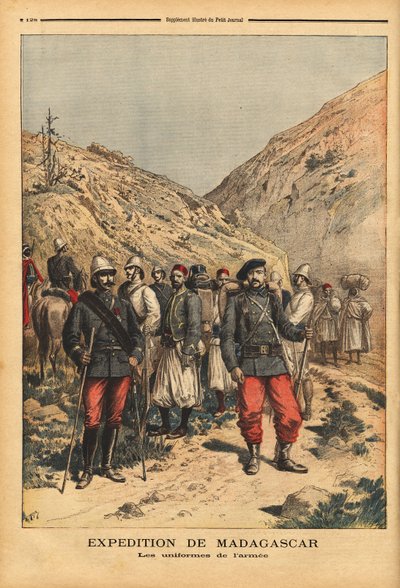 De uniformen van het leger, een campagne-outfit voor de expeditie uit Madagaskar door Unknown artist