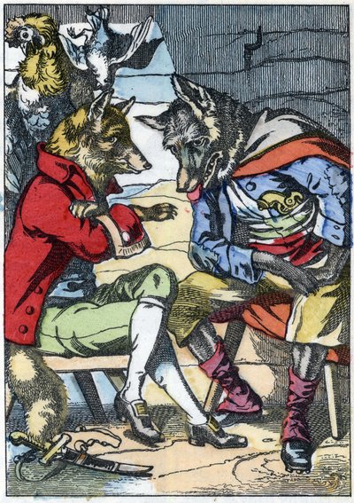 De wolf ontmoet de vos opnieuw (illustratie van het sprookje 