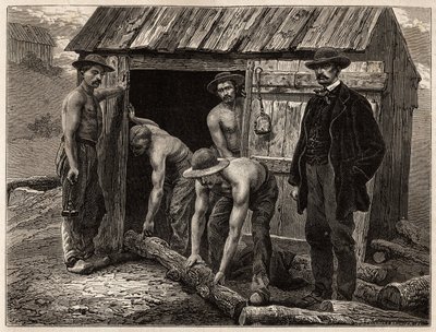 De houtbewerkers van de Montchanin-mijn door Unknown artist