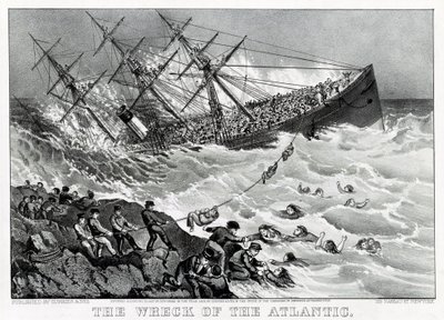 Het wrak van de RMS Atlantic trans-Atlantische oceaanstomer van de White Star Line, aan de kust van Nova Scotia door Unknown artist