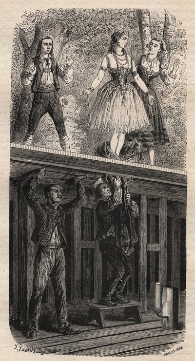 Theatertrucs - metamorfose - gravure van 1875 door Unknown artist