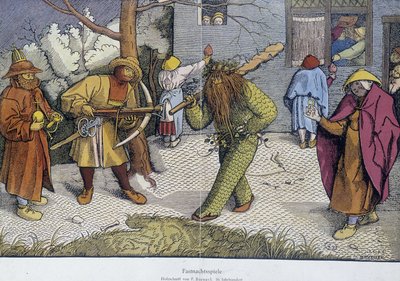 Theater Spelen: Carnavalsdag - repro van een document op breughel hout door Unknown artist