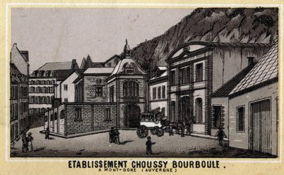 Thermale instellingen van Choussy in Bourboule in het Monts Dore-massief, in het departement Puy-de-Dome in Auvergne door Unknown artist